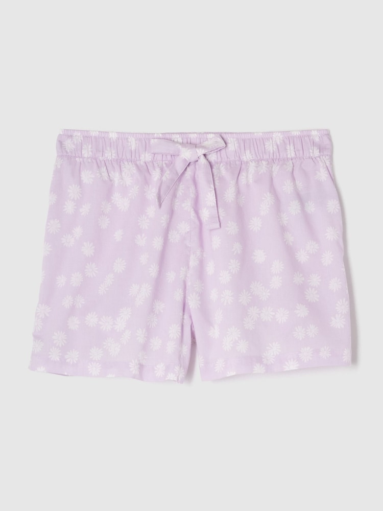 Gap Light Purple Cotton Poplin Print Pyjama Shorts - Image 1 of 2 Gap Light Purple Cotton Poplin Print Pyjama Shorts - Image 1 of 2