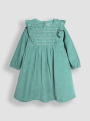 JoJo Maman Bébé Green Cord Smocked Frill Party Dress - Image 1 of 4