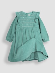 JoJo Maman Bébé Green Cord Smocked Frill Party Dress - Image 3 of 4