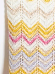 River Island Cream Girls 100% Cotton Chevron Knit Skirt Set - Image 3 of 4
