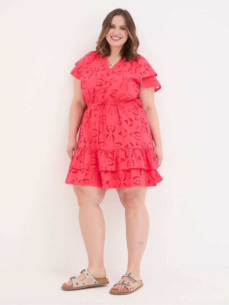 FatFace Brady Red Broderie Dress - Image 1 of 6 FatFace Brady Red Broderie Dress - Image 1 of 6