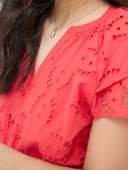 FatFace Brady Red Broderie Dress - Image 5 of 6