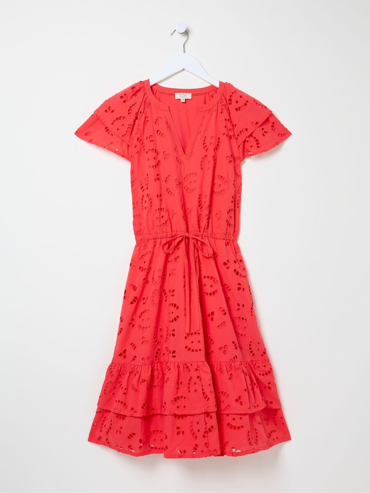 FatFace Brady Red Broderie Dress - Image 6 of 6 FatFace Brady Red Broderie Dress - Image 6 of 6