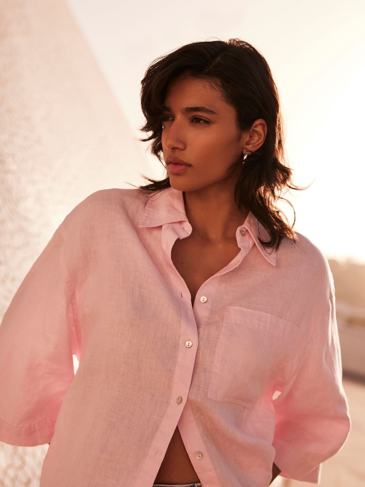 Mint Velvet Pink 100% Linen Shirt - Image 2 of 4