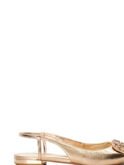 Dune London Gold Habriela Embellished Slingback Flats - Image 3 of 7