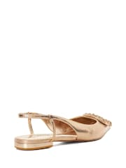 Dune London Gold Habriela Embellished Slingback Flats - Image 5 of 7