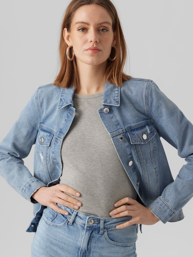 VERO MODA Blue Relaxed Fit Denim Jacket - Image 1 of 5