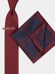 MOSS Wine Red Floral Tie - Image 1 of 3