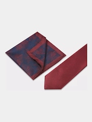MOSS Wine Red Floral Tie - Image 2 of 3