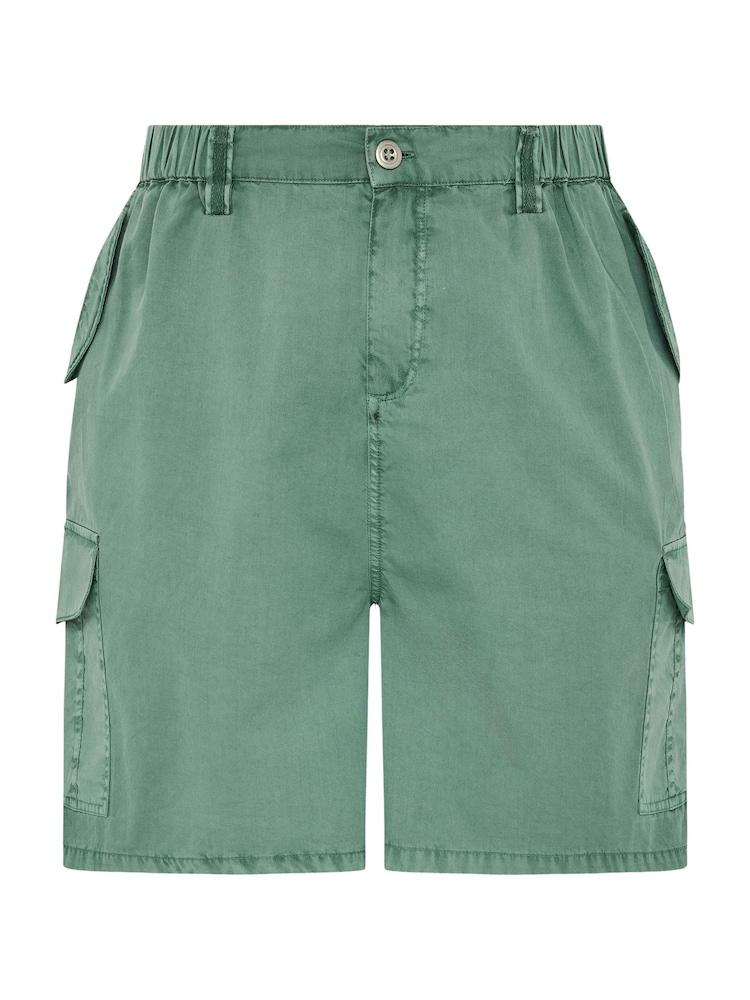 Yours Curve Green 100% Cotton Cargo Shorts - Image 5 of 5