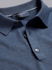 Charles Tyrwhitt Blue Pure Merino Polo Neck Jumper - Image 5 of 5