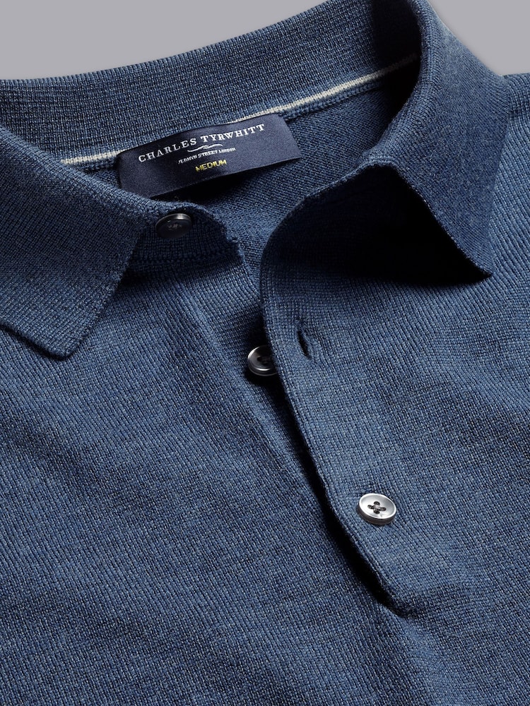 modra - Pulover s polo ovratnik iz čiste merino volne Charles Tyrwhitt - Slika 5 iz 5 modra - Pulover s polo ovratnik iz čiste merino volne Charles Tyrwhitt - Slika 5 iz 5