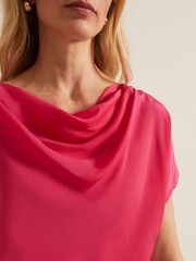 Phase Eight Pink Cheryl Cowl Neck Woven Front Top - Image 5 of 7