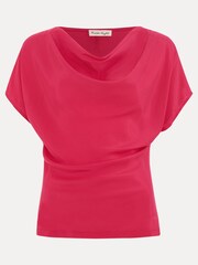 Phase Eight Pink Cheryl Cowl Neck Woven Front Top - Image 7 of 7