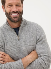 FatFace Calder Grey Half Neck Jumper - Image 4 of 5