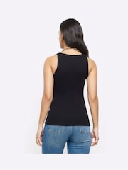 River Island Black/White Racer 100% Cotton Vests 3 Pack - Image 6 of 7