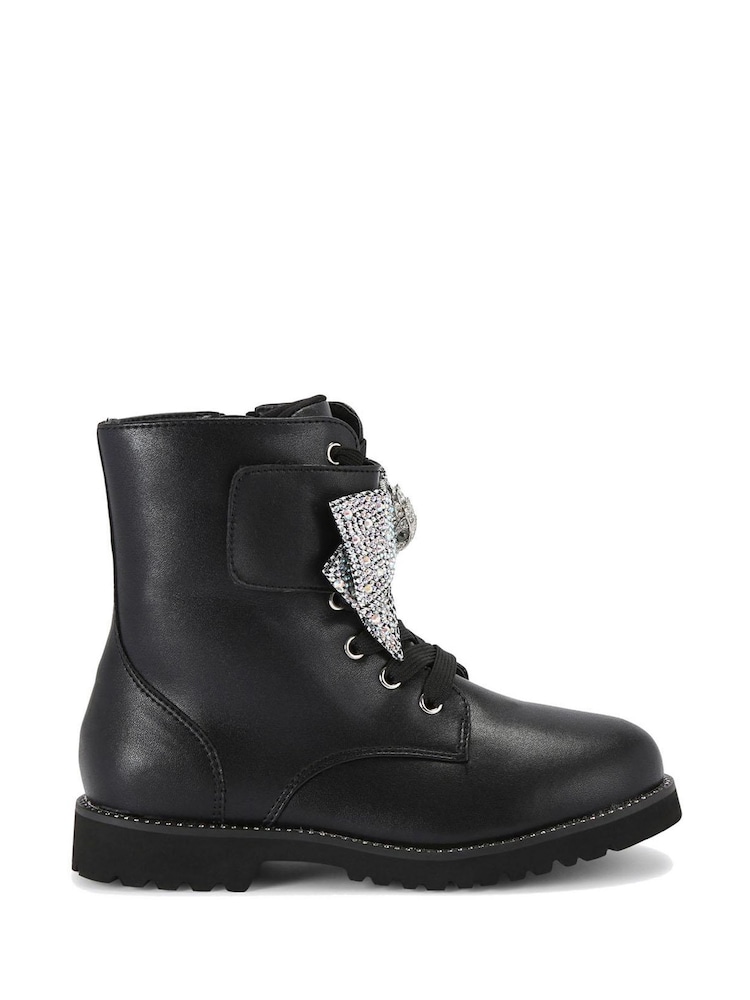 Kurt Geiger London Junior Mini Kensington Strap Bow Black Boots - Image 1 of 4
