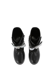 Kurt Geiger London Junior Mini Kensington Strap Bow Black Boots - Image 2 of 4