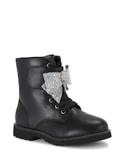 Kurt Geiger London Junior Mini Kensington Strap Bow Black Boots - Image 4 of 4