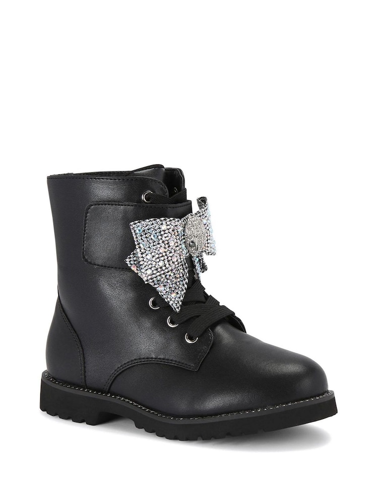 Kurt Geiger London Junior Mini Kensington Strap Bow Black Boots - Image 4 of 4