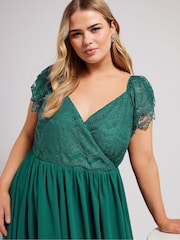 Кружевное платье макси с запахом Yours Curve - Изображение 4 из 5