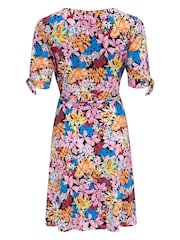 Pour Moi Pink Bella Fuller Bust Slinky Stretch Tie Sleeve Mini Dress - Image 4 of 4