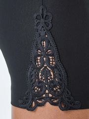 Roman Black Lace Trim Stretch Shorts - Image 5 of 5