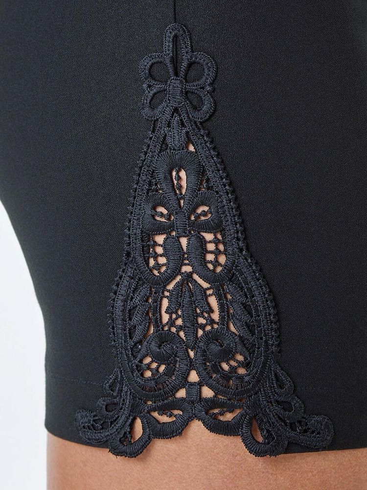 Roman Black Lace Trim Stretch Shorts - Image 5 of 5