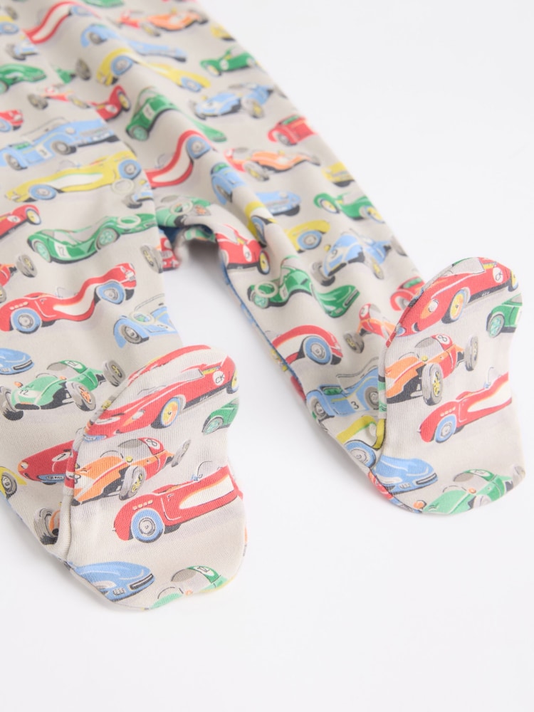 Blue/Green Cath Kidston Cars Baby 100% Cotton Sleepsuits 3 Pack - Image 11 of 13