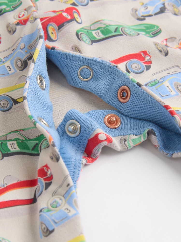 Blue/Green Cath Kidston Cars Baby 100% Cotton Sleepsuits 3 Pack - Image 12 of 13