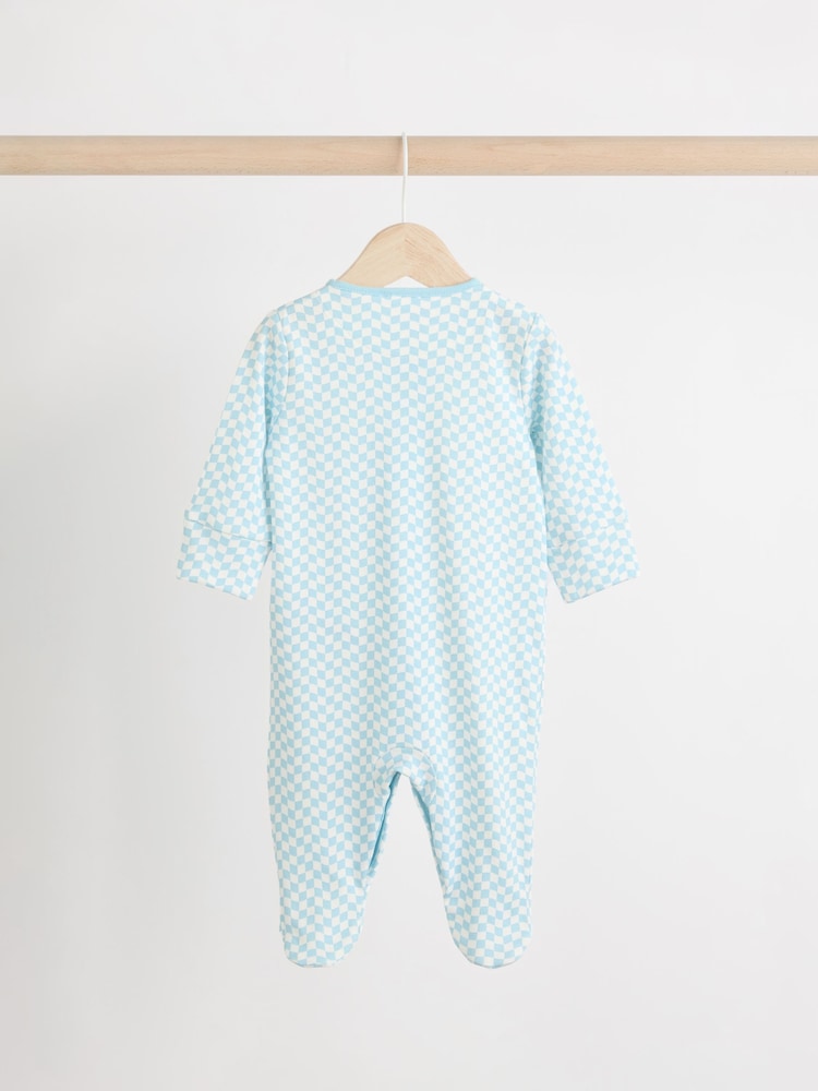 Blue/Green Cath Kidston Cars Baby 100% Cotton Sleepsuits 3 Pack - Image 5 of 13