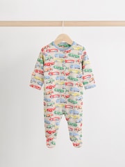 Blue/Green Cath Kidston Cars Baby 100% Cotton Sleepsuits 3 Pack - Image 6 of 13
