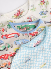 Blue/Green Cath Kidston Cars Baby 100% Cotton Sleepsuits 3 Pack - Image 9 of 13