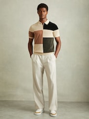 Reiss Green Smoke Marty Hybrid Velour Half-Zip Polo Shirt - Image 3 of 6