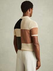 Reiss Green Smoke Marty Hybrid Velour Half-Zip Polo Shirt - Image 5 of 6