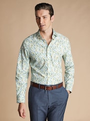 Charles Tyrwhitt Green Chrome Classic Fit Liberty Fabric Floral Print 100% Cotton Shirt - Image 1 of 6