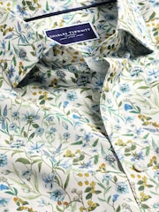 Charles Tyrwhitt Green Chrome Classic Fit Liberty Fabric Floral Print 100% Cotton Shirt - Image 5 of 6