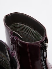 Burgundy Wide Fit (G) Zip Front Chunky Boots - Image 1 of 3