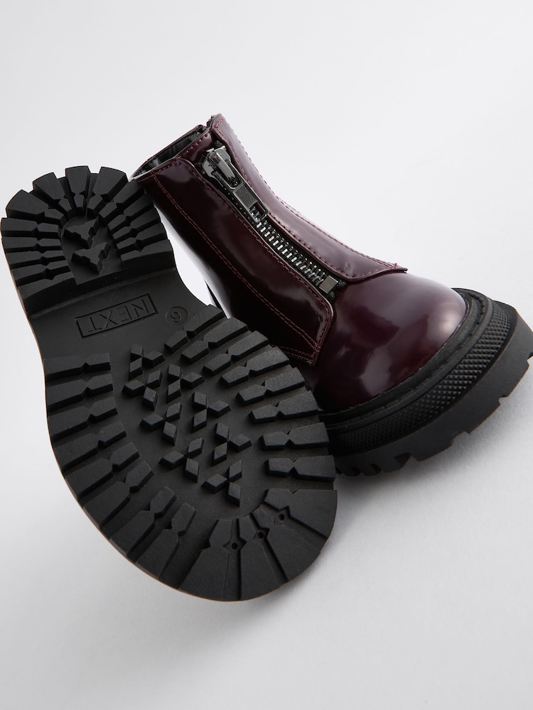 Burgund - Stiefel mit dicker Sohle und Reißverschluss vorne - Bild 3 von 3 Burgund - Stiefel mit dicker Sohle und Reißverschluss vorne - Bild 3 von 3