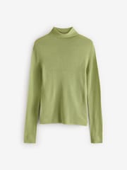 أخضر زيتوني - 100% Merino Wool Premium High Roll Neck Knitted Jumper - صورة 5 من 7