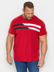 BadRhino Big & Tall Dark Red 100% Cotton Chest Stripe T-Shirt - Image 1 of 3