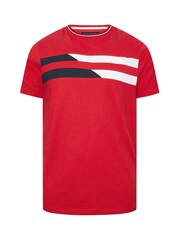 BadRhino Big & Tall Dark Red 100% Cotton Chest Stripe T-Shirt - Image 2 of 3