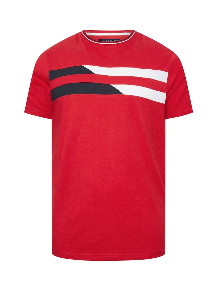 BadRhino Big & Tall Dark Red 100% Cotton Chest Stripe T-Shirt - Image 2 of 3
