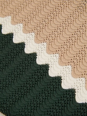 Reiss Forest Green/Light Camel Alton Knitted Zig-Zag Half-Zip Polo Shirt - Image 6 of 6