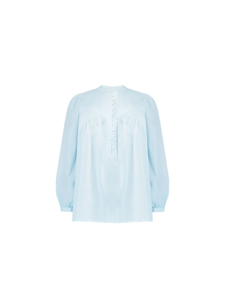 Live Unlimited Blue Curve Cotton Button Front Relaxed Blouse - Image 4 of 4