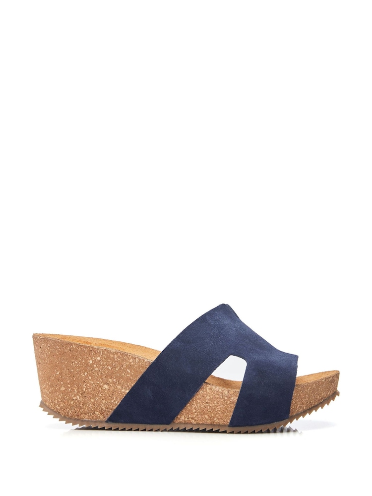 Moda in Pelle Hollie H Band Mules Cork Wedges - Image 1 of 4