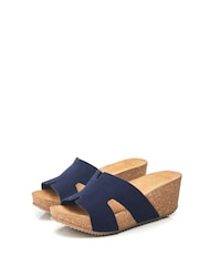 Moda in Pelle Hollie H Band Mules Cork Wedges - Image 2 of 4