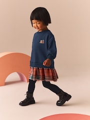 Navy Bear Long Sleeve Check Sweat Dress & Leggings (3mths-7yrs) - Image 1 of 8