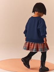 Navy Bear Long Sleeve Check Sweat Dress & Leggings (3mths-7yrs) - Image 2 of 8