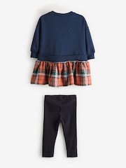 Navy Bear Long Sleeve Check Sweat Dress & Leggings (3mths-7yrs) - Image 6 of 8